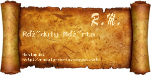 Ráduly Márta névjegykártya