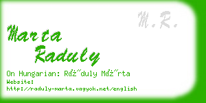 marta raduly business card